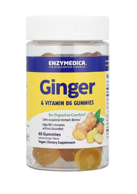 Enzymedica - Ingefära &amp; Vitamin B6 Gummies, Citron &amp; Ingefära - 60 gummis | Vitaminer och MineralerVeganska produkterHälsa och välbefinnandeHälsokost | Apoteka