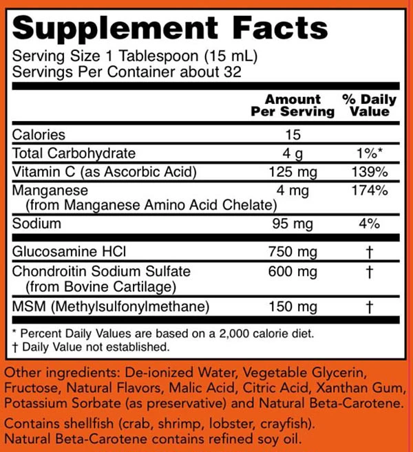 NOW - Flytande Glukosamin & Kondroitin med MSM - Bild 5