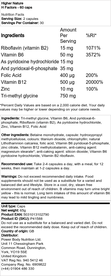 Higher Nature - H Factors, 60 kapslar - Bild 2