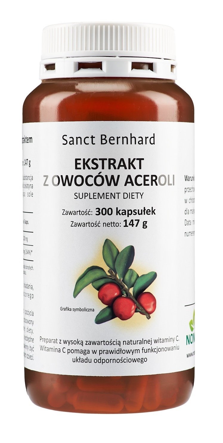 Krauterhaus Sanct Bernhard - Acerola, 300 kapslar | Vitaminer och Mineraler | Apoteka