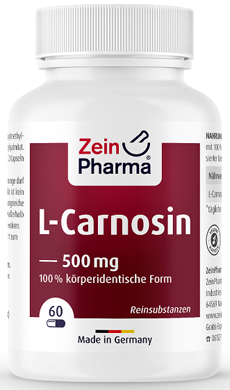 Zein Pharma - L-Carnosin, 500 mg - 60 kapslar | Vitaminer och MineralerHälsa och välbefinnandeKosttillskott för kvinnorHälsokost | Apoteka