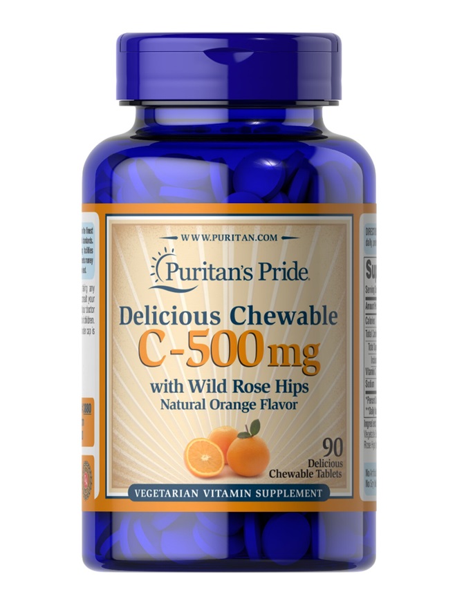 Läckra tuggtabletter med vitamin C och vilda nypon, 500 mg (apelsin) - 90 tuggtabletter | Vitaminer och MineralerVeganska produkterVissa vitaminerHälsokost | Apoteka