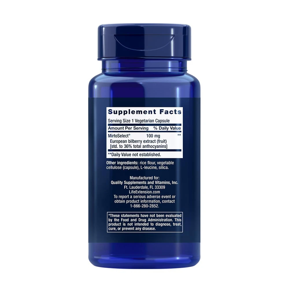 Life Extension - Standardiserat europeiskt blåbärsextrakt, 90 vegkapslar - Bild 5