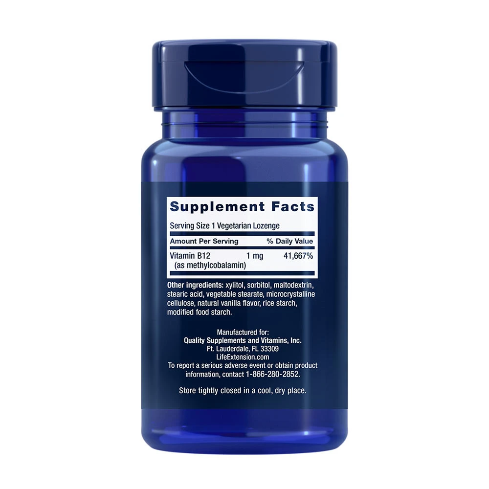 Life Extension - Metylkobalamin Vitamin B12, 1 mg, 60 sugtabletter - Bild 5