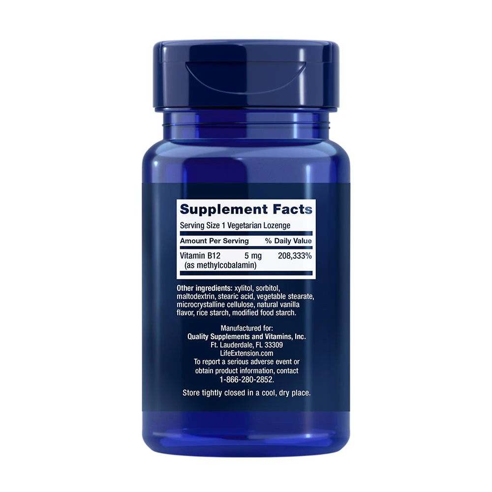 Life Extension - Vitamin B12 Metylkobalamin, 5 mg, 60 sugtabletter - Bild 7