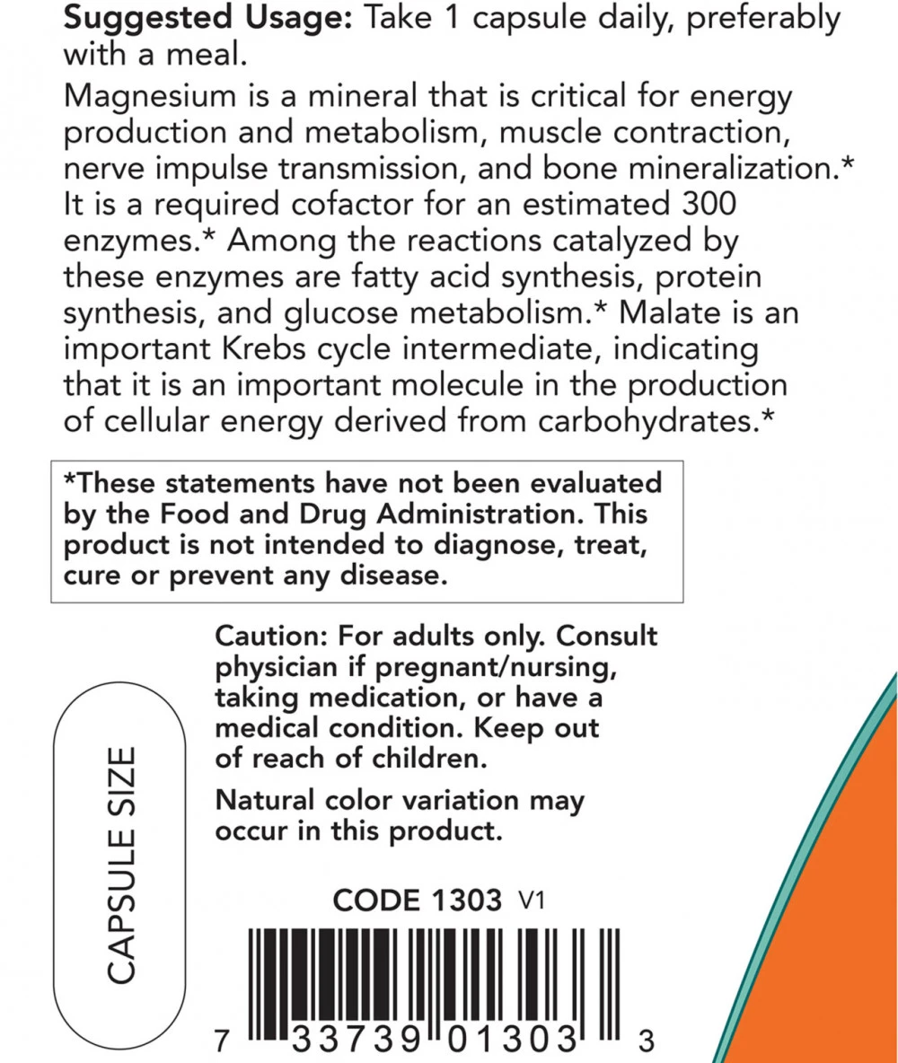 NOW - Magnesiummalat Kapslar, 180 st - Bild 5