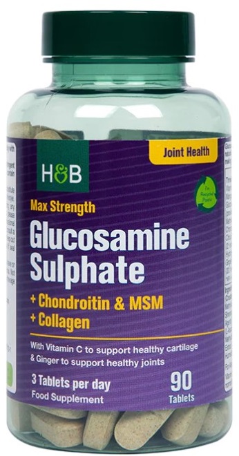 Max Strength Glucosamine Sulphate + Chondroitin & MSM + Collagen - 90 tablets