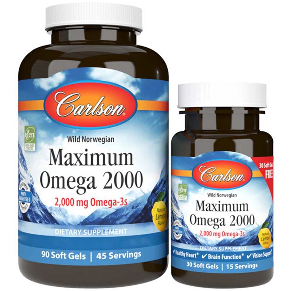 Carlson Labs - Maximum Omega 2000, 120 mjukkapslar - Bild 2