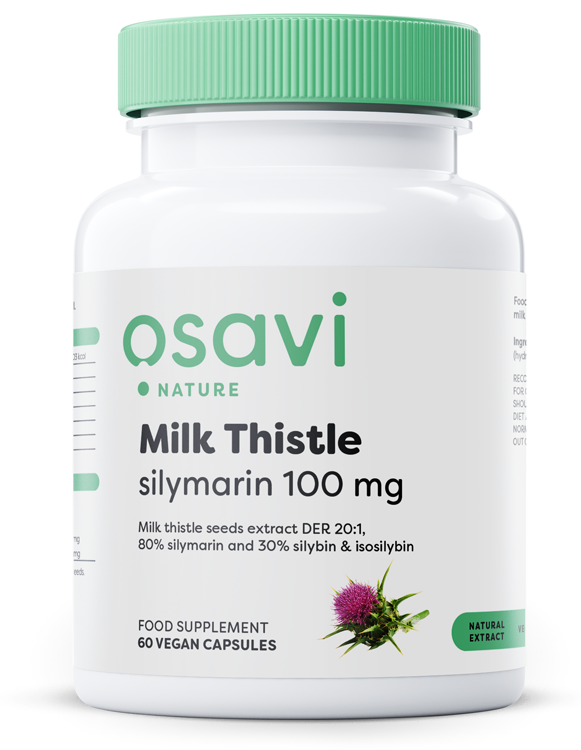 Osavi - Mjölktistel, Silymarin 100 mg, 60 vegankapslar | Veganska produkterHälsa och välbefinnandeHälsokostMjölktistelMariatistel | Apoteka
