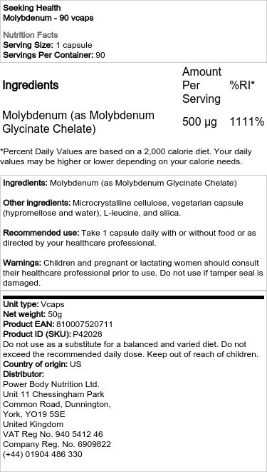 Seeking Health - Molybden, 90 vegankapslar - Bild 2