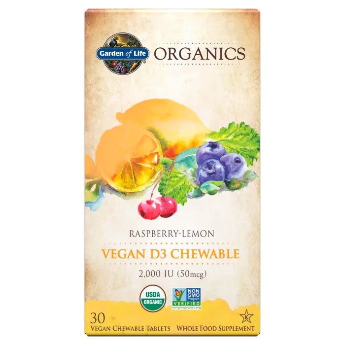 Garden of Life - Mykind Organics Vegan D3 Tuggtabletter, 2000 IE (hallon-citron), 30 veganska tuggtabletter | Vitaminer och MineralerVeganska produkterHälsokost | Apoteka