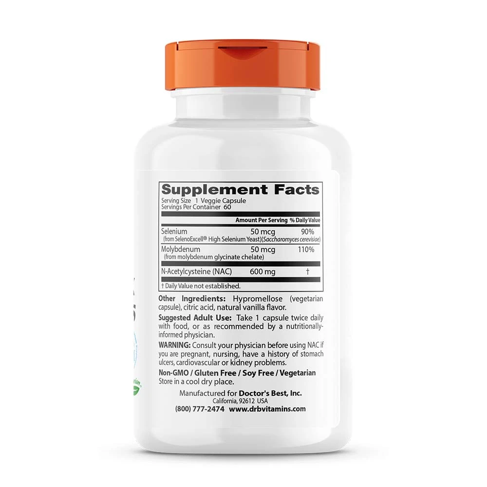 Doctor's Best - NAC Detox Regulatorer, 60 vegetabiliska kapslar - Bild 6