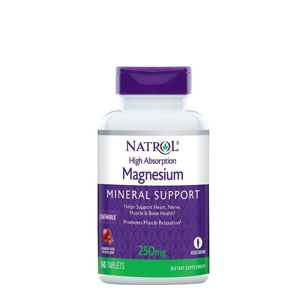 Natrol - Magnesium med Hög Absorption, 250 mg, 60 Tuggtabletter, Tranbär och Äpple | Vitaminer och MineralerHälsa och välbefinnandeHälsokost | Apoteka