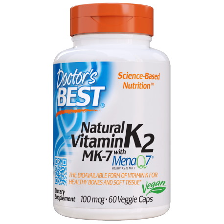 Doctors Best - Naturligt Vitamin K2 MK7 med MenaQ7, 100 mcg - 60 vegkapslar | Vitaminer och MineralerVeganska produkterVissa vitaminerK-vitaminHälsokost | Apoteka