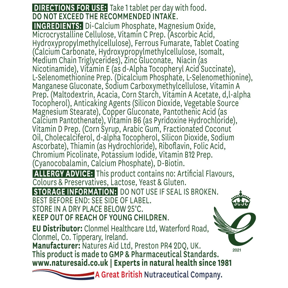 Natures Aid - Complete Multi-Vitamins & Minerals, 90 tabletter - Bild 4