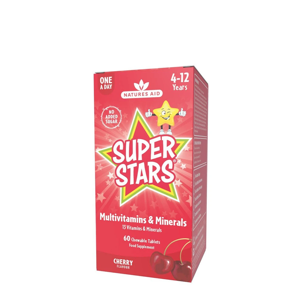 Natures Aid - Super Stars Multivitamin, 60 tuggtabletter, körsbärssmak | MultivitaminerHälsokost | Apoteka