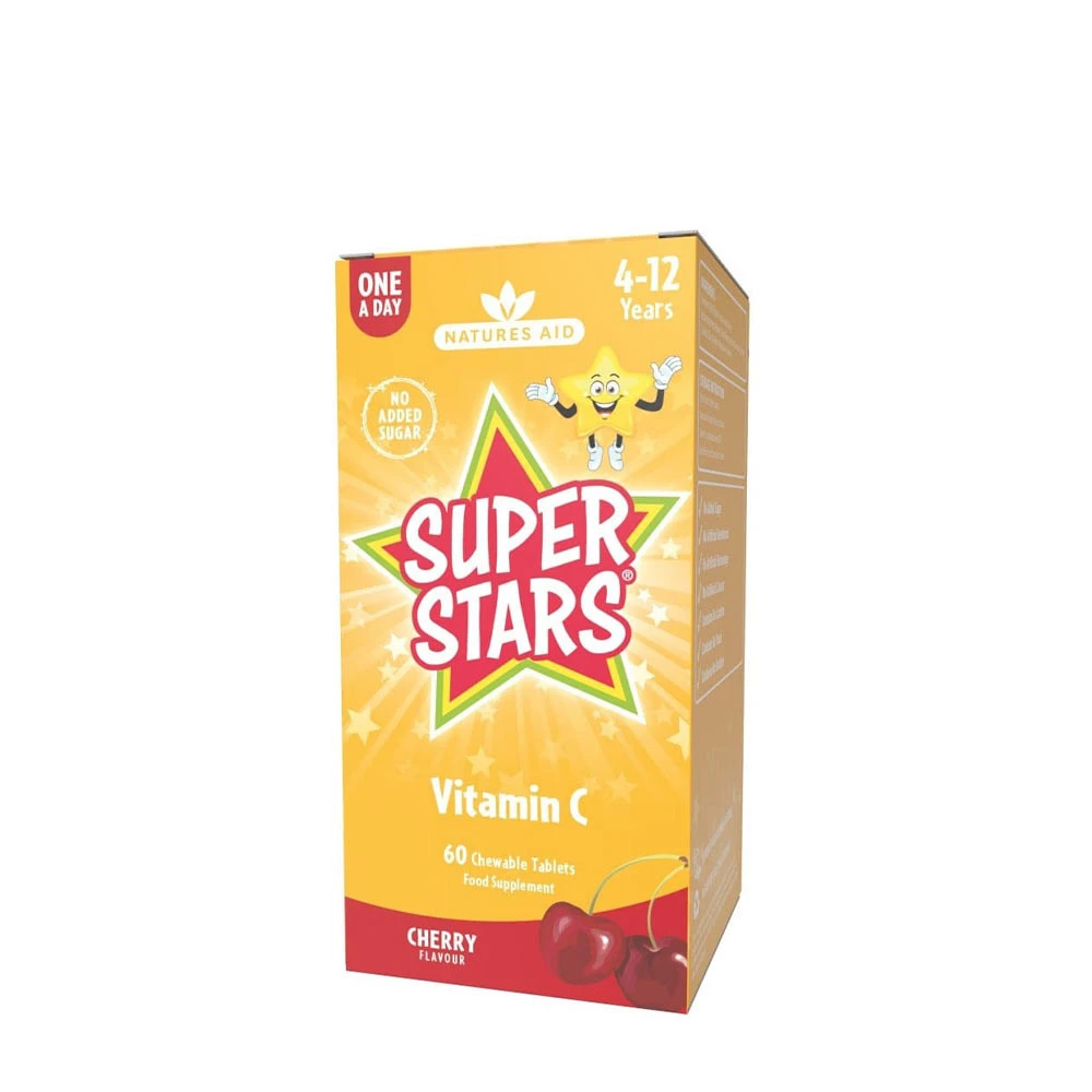 Natures Aid - Super Stars Vitamin C, Körsbärssmak (60 Tuggtabletter) | Hälsokost | Apoteka