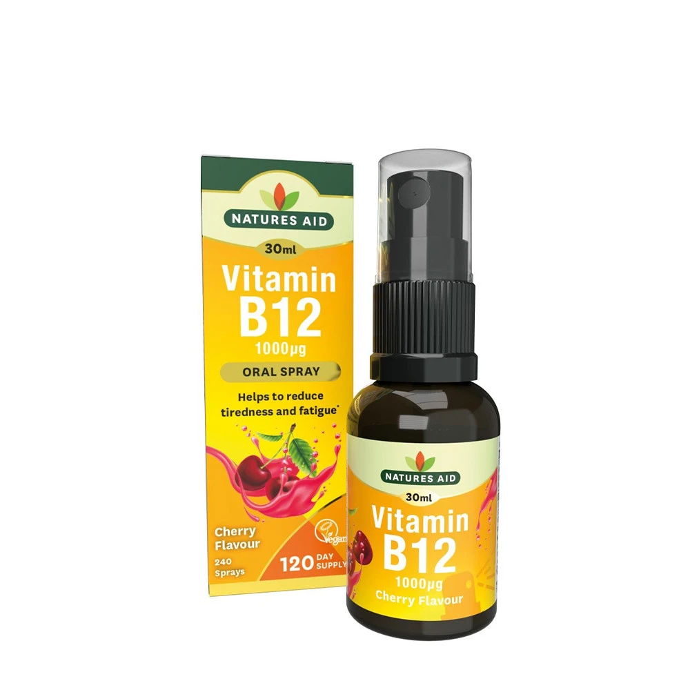 Natures Aid - Vitamin B12 Daglig Munspray, 30 ml, Körsbär | Hälsokost | Apoteka