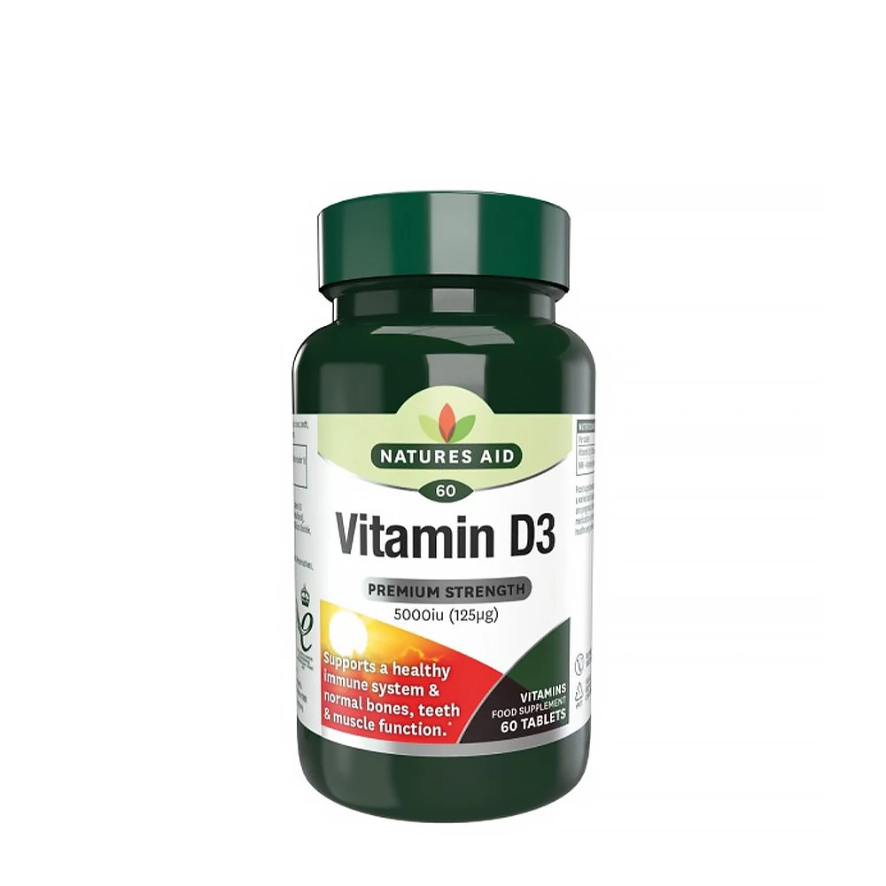 Natures Aid - Vitamin D3 5000IU Hög Styrka, 60 Tabletter | Hälsokost | Apoteka