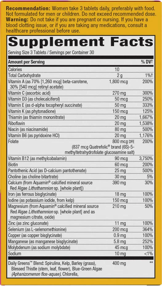 Nature's Way - Alive! Max3 Potency, kvinnors multivitamin, 90 tabletter - Bild 7