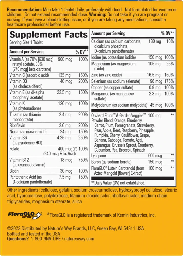 Nature's Way - Alive! Komplett Multivitamin för Män, 130 Tabletter - Bild 2