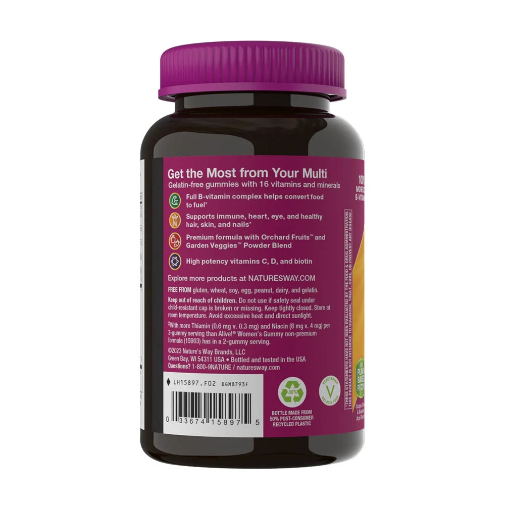 Nature's Way - Alive! Premium Multivitamintuggummin för Kvinnor, 75 st - Bild 3
