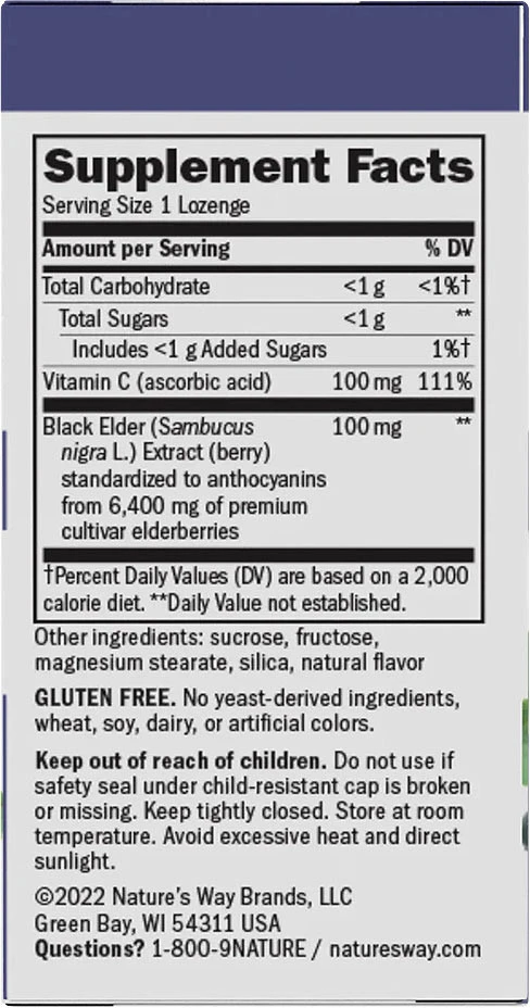Natures Way - Sambucus Originalpastiller, 30 st, Fläderbär - Bild 7