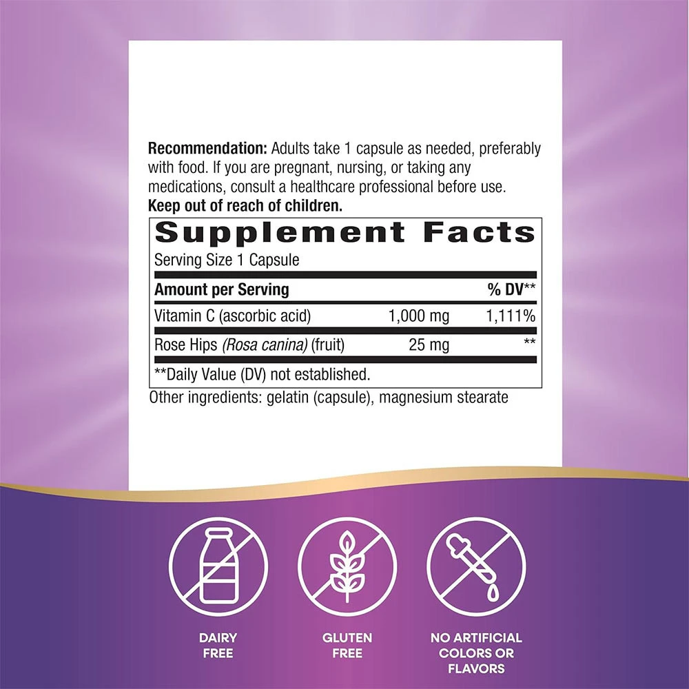 Natures Way - Vitamin C med Nypon, 250 Kapslar - Bild 4