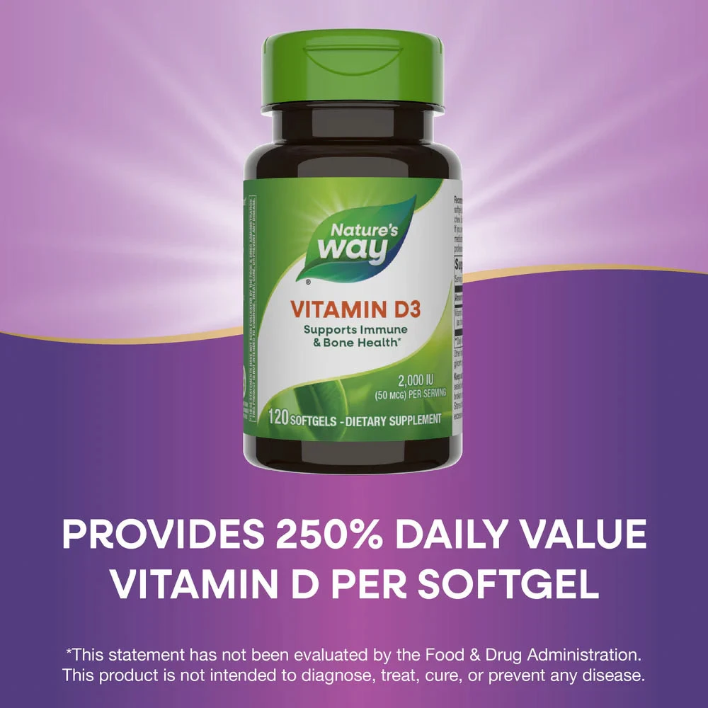 Natures Way - Vitamin D3, 120 mjukkapslar - Bild 7