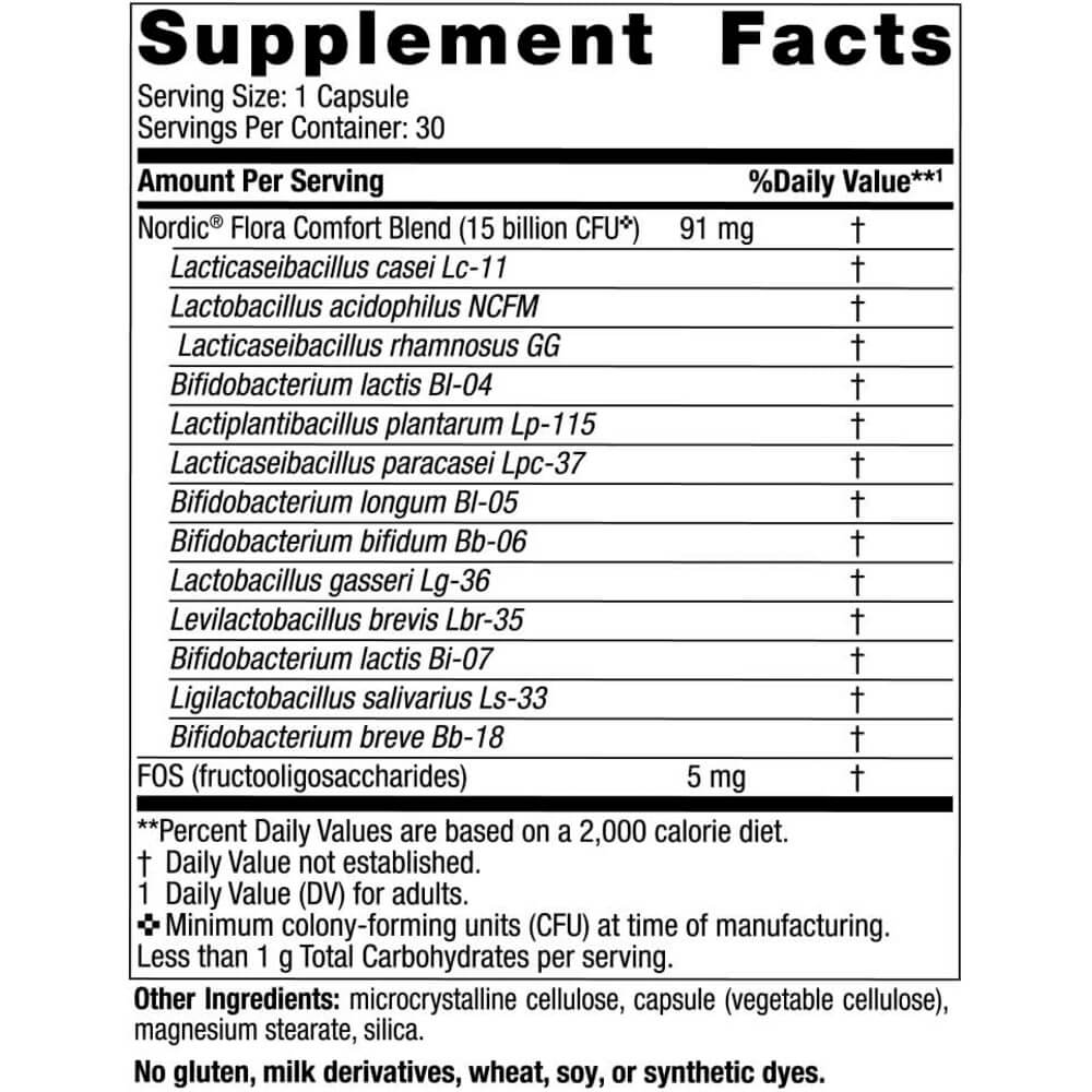 Nordic Naturals - Nordic Flora Probiotisk Komfort, 15 miljarder CFU - 30 kapslar - Bild 3