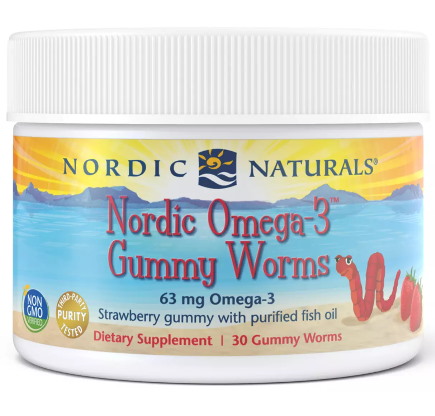 Nordic Omega-3 Gummy Ormar, 63 mg Jordgubbssmak - 30 gummy ormar | Vitaminer och MineralerHälsa och välbefinnandeOmegas - EFA - CLA - oljorOmega och fiskoljaHälsokost | Apoteka