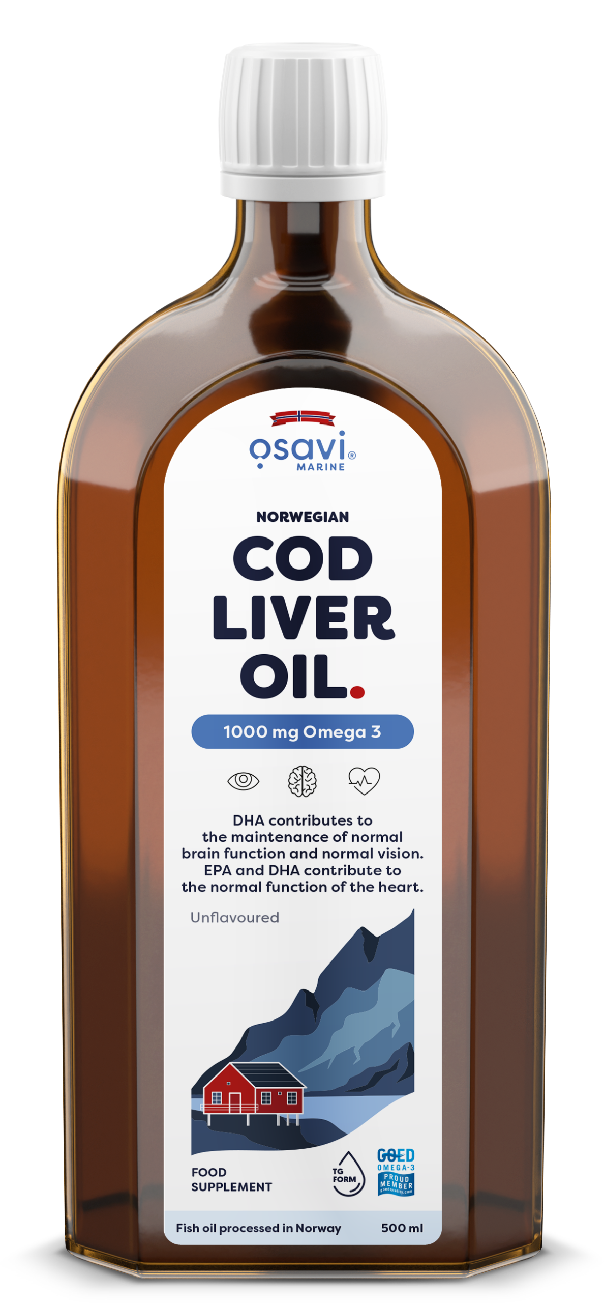 Osavi - Norsk Torskleverolja, 1000 mg Omega 3 (Naturell) - 500 ml | Vitaminer och MineralerHälsa och välbefinnandeHälsokost | Apoteka