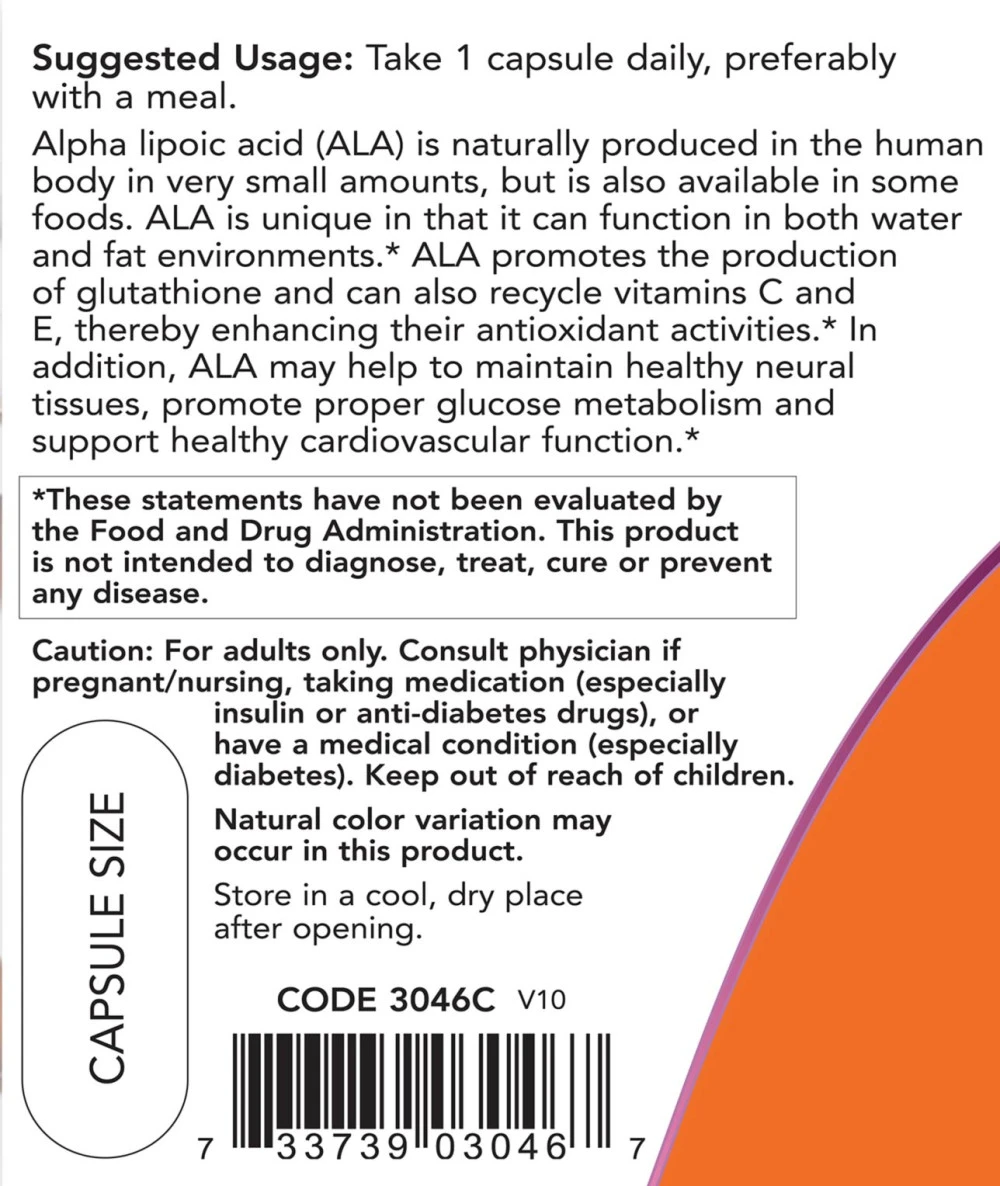Now Foods - Alpha Lipoic Acid, Extra Strength 600 mg, 60 Vegkapslar - Bild 5