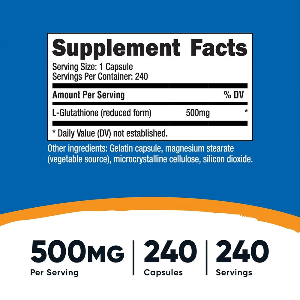 Nutricost - Glutation 500 mg, 240 kapslar - Bild 4