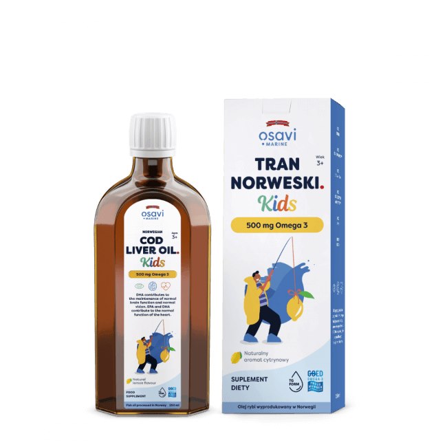 Osavi - OSAVI Norsk Torskleverolja för Barn, 500 mg - citronsmak (250 ml) | Vitaminer och MineralerOmegas - EFA - CLA - oljor | Apoteka