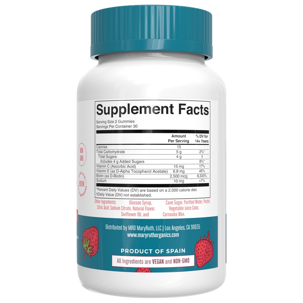 MaryRuth Organics - Ekologiska Gummier för Hår, Hud och Naglar med Jordgubbssmak, 60 st - Bild 4