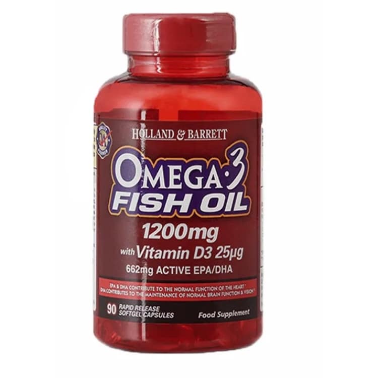 Holland &amp; Barrett - Omega 3 1200mg med Vitamin D3, 90 mjukkapslar | Vitaminer och MineralerHälsa och välbefinnandeVissa vitaminerD-vitaminOmegas - EFA - CLA - oljorOmega och fiskoljaHälsokostD3 | Apoteka