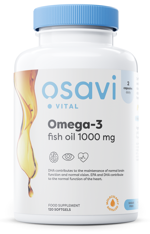 Osavi - Omega-3 Fiskolja Molekylärdestillerad, 1000 mg (Citron) - 120 mjukkapslar | Vitaminer och MineralerHälsa och välbefinnandeOmegas - EFA - CLA - oljorOmega och fiskoljaHälsokost | Apoteka