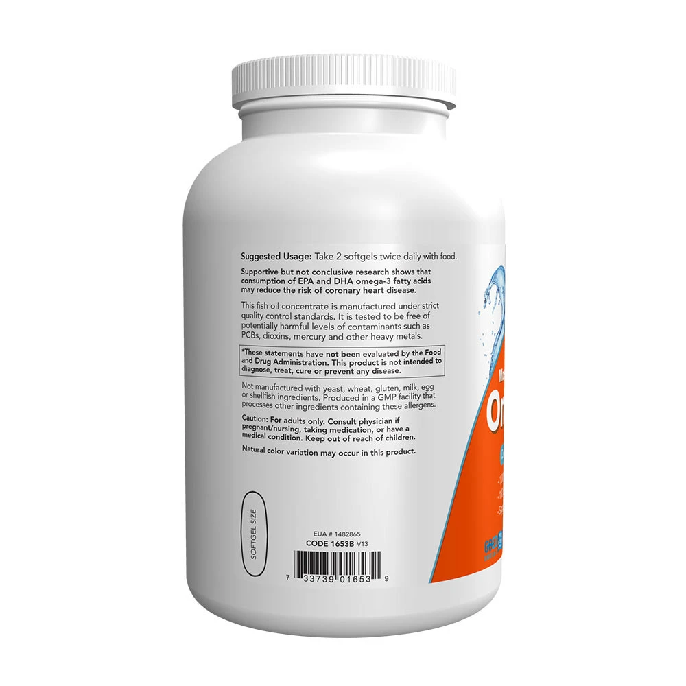 NOW - Omega-3 Fiskolja, Molekylärdestillerad - 500 mjukkapslar - Bild 5