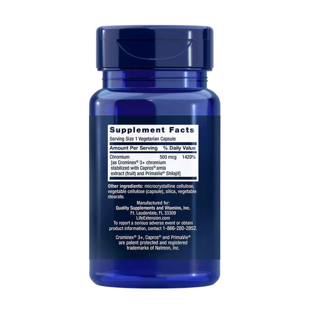 Life Extension - Optimerat Krom med Crominex 3+, 500 mcg, 60 vegetabiliska kapslar - Bild 3