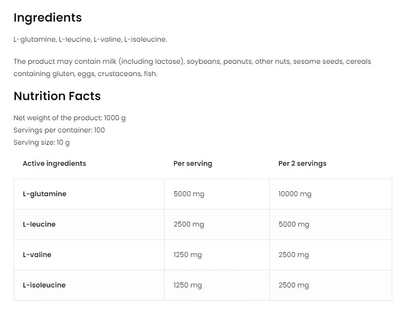 OstroVit - BCAA + Glutamin, 1000 g, Naturlig - Bild 7