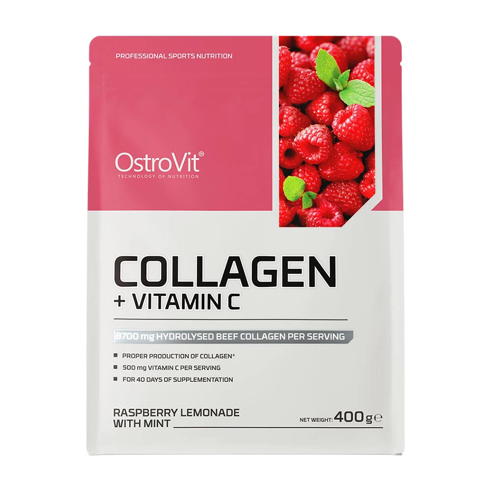 OstroVit - Kollagen + Vitamin C, 400 g, Halloncitronad med Mynta - Bild 3