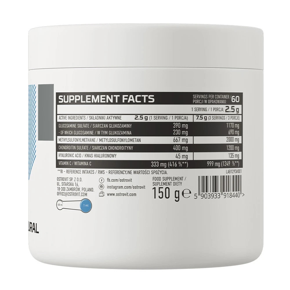 OstroVit - Glukosamin + MSM + Kondroitin Pulver, 150 g, Naturlig - Bild 5