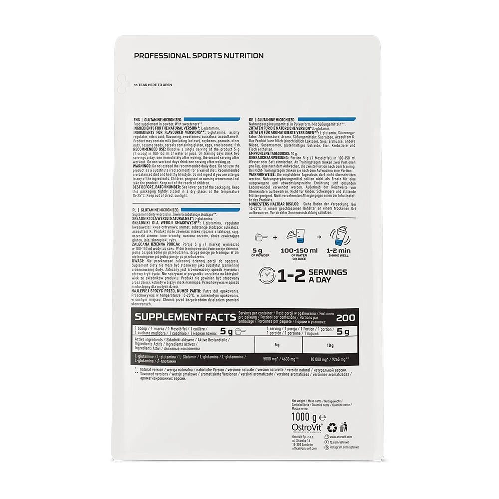 OstroVit - Glutaminpulver, 1000 g, Naturlig - Bild 9