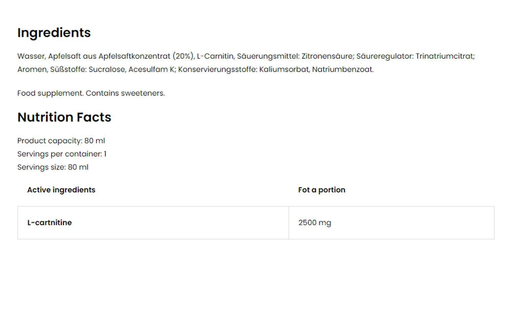 OstroVit - L-karnitin SHOT, 80 ml, Grapefrukt Citron Lime - Bild 4