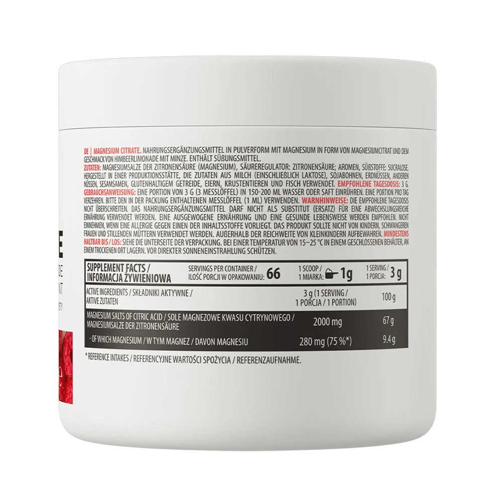 OstroVit - Magnesiumcitrat, hallon-limonad med mynta, 200 g - Bild 4