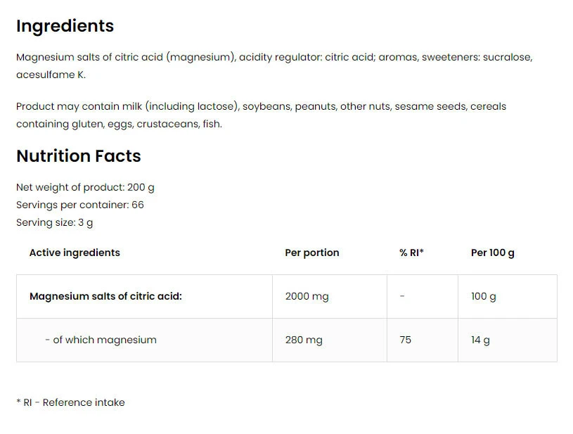 OstroVit - Magnesiumcitrat, hallon-limonad med mynta, 200 g - Bild 5