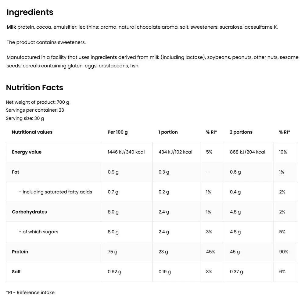 OstroVit - Micellärt Kasein, 700 g, Choklad - Bild 7