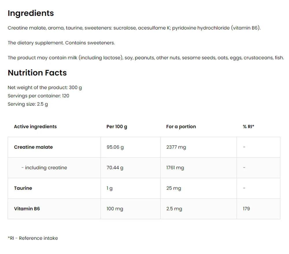 OstroVit - Tri-Kreatinmalat, 300 g, Apelsin - Bild 4