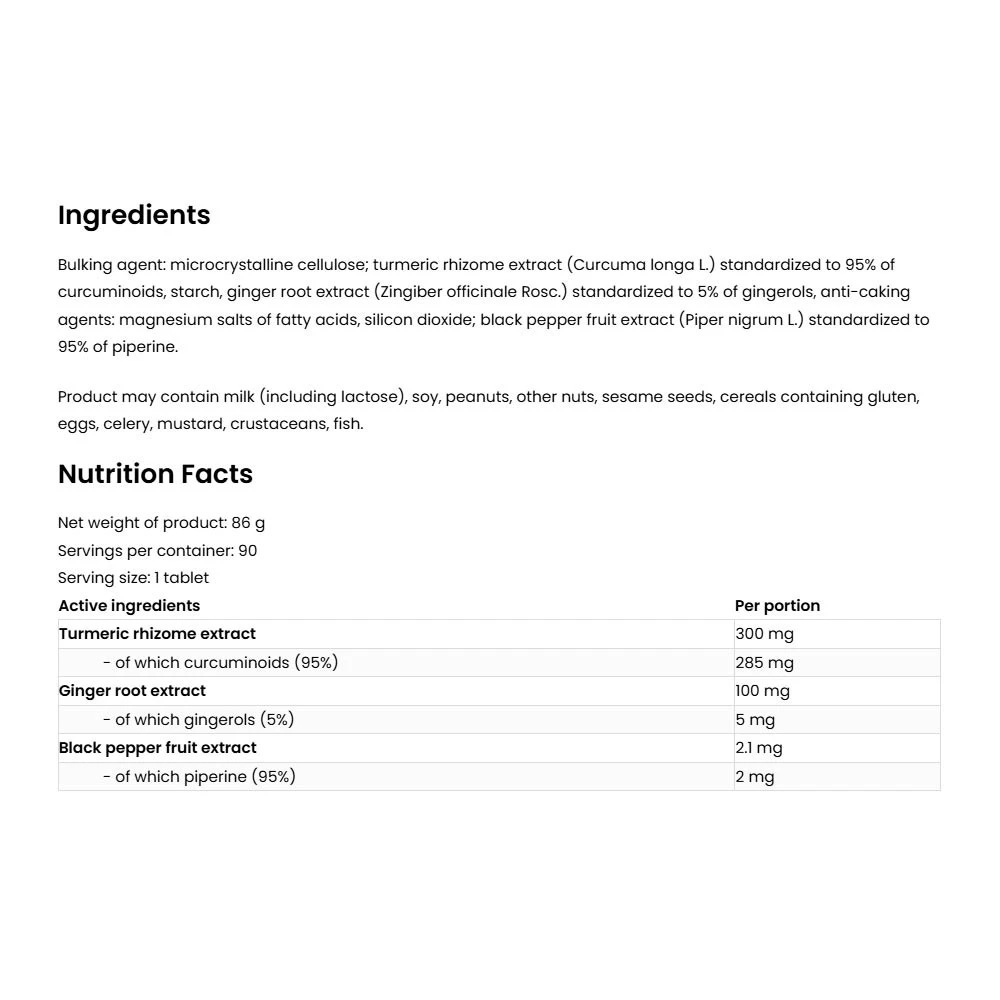 OstroVit - Gurkmeja + Svartpeppar + Ingefära, 90 tabletter - Bild 2